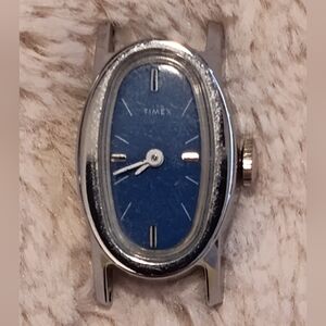 Timex Silver and Blue Oval Watch